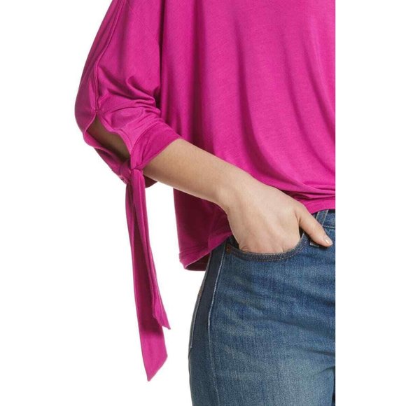 Free People Raspberry Keepin' On Tie Sleeve Crop - Picture 5 of 8